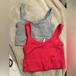 Cropped Gray and Pink Tank Tops